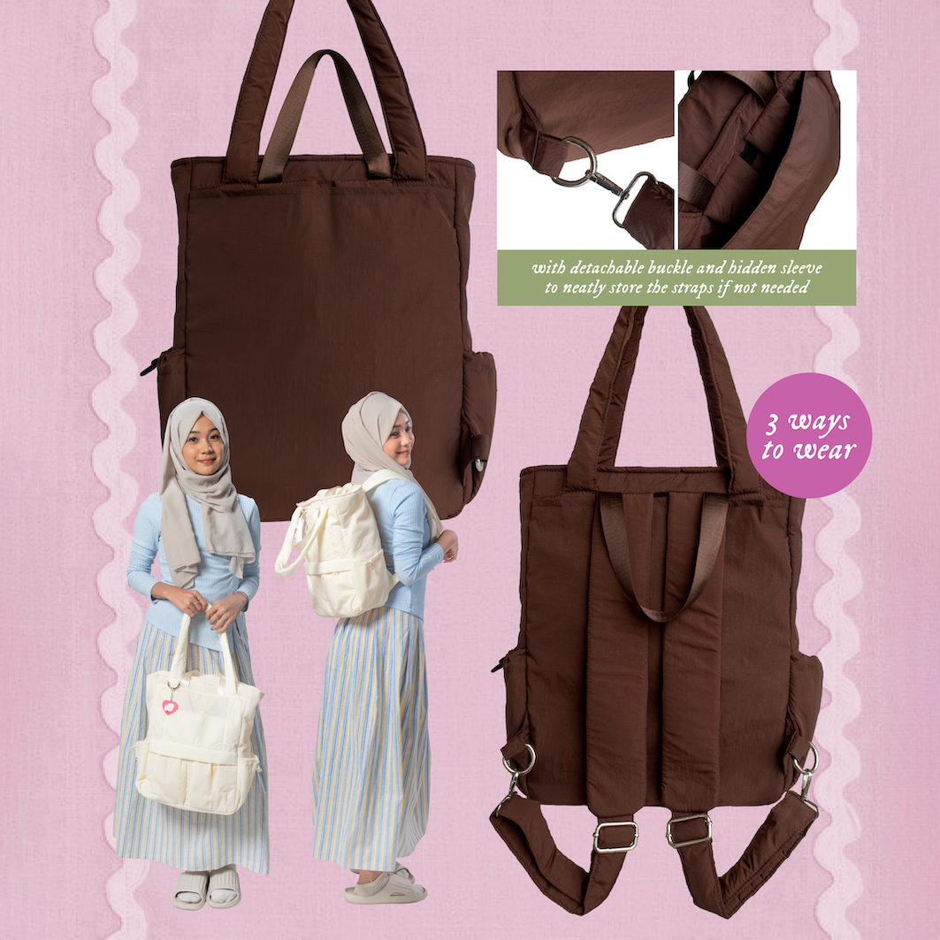 ITISYOURSS Judy Totepack | Tote Bag | Backpack | Tas Multifungsi | 3 in 1 bag | Tas Kuliah | Tas Sekolah | Backpack Wanita | Tas Muat Laptop 15 Inch | Three Way Tote Bag | Tas Nylon | Tas Waterproof