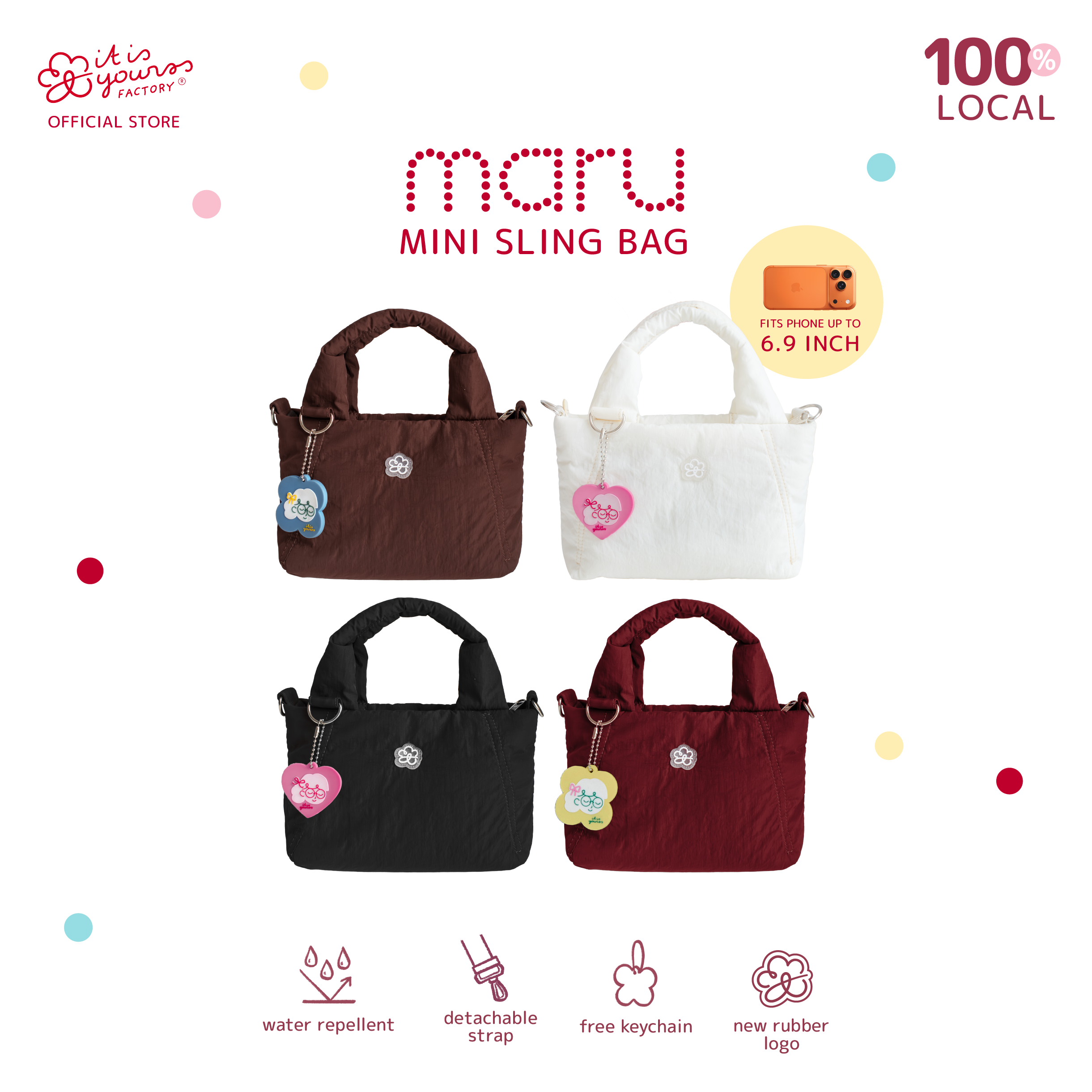 ITISYOURSS Maru Mini Sling Bag | Daily Sling Bag | Tas Selempang Wanita | Hand Bag | Tas Mini | Mini Puffy Bag | Daily Bag | Tas Gemes | Tas Cewe