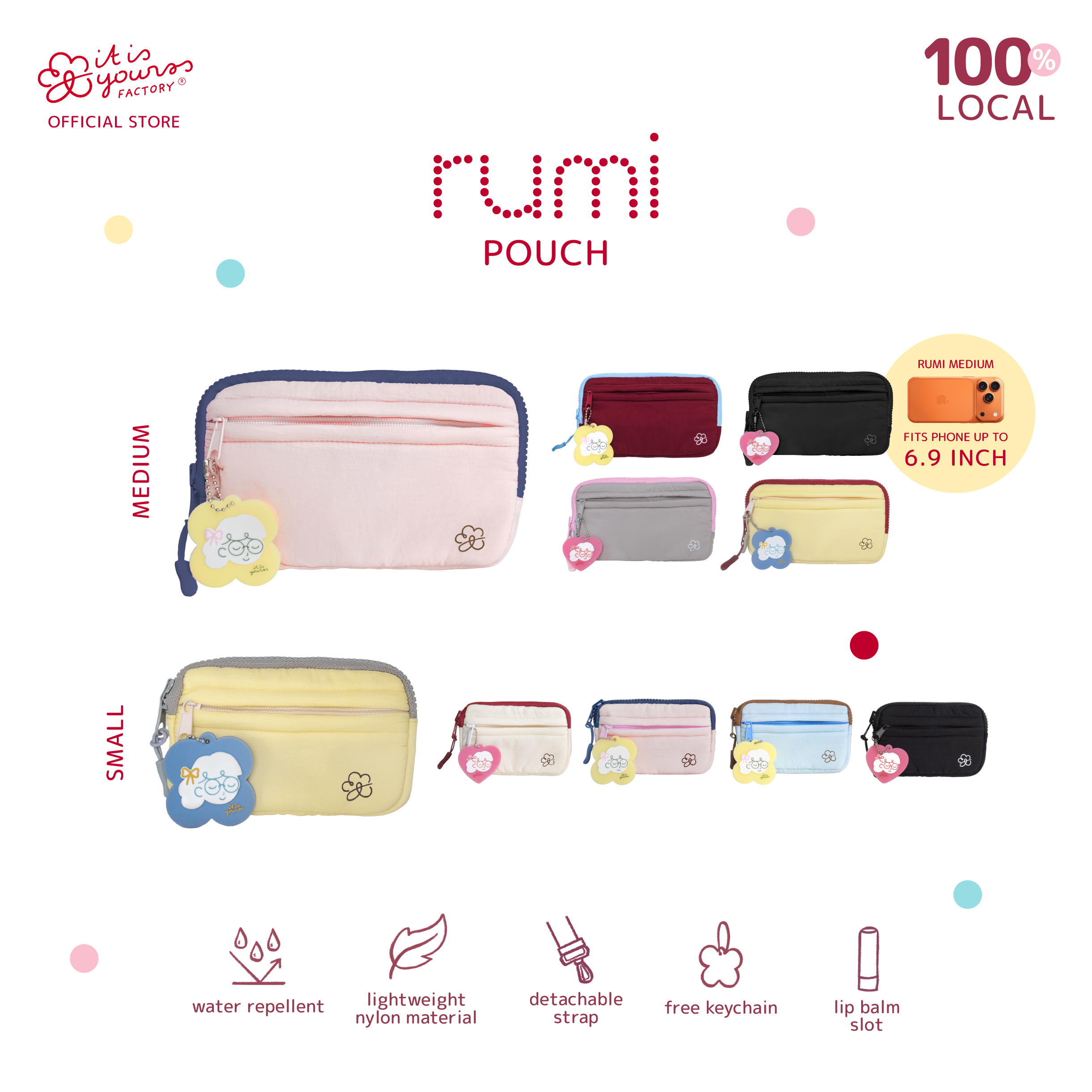 ITISYOURSS Rumi Pouch | Pouch Makeup | Pouch Kosmetik | Pouch Serbaguna | Organizer | Pouch Multifungsi | Travel Pouch | Pouch Gantung | Tas Makeup