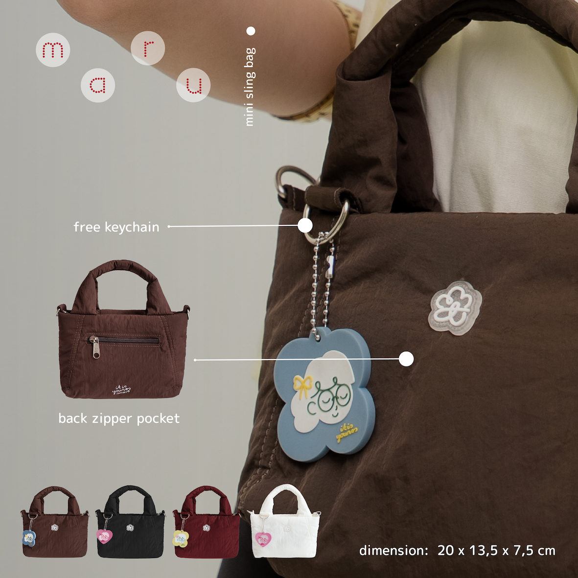 ITISYOURSS Maru Mini Sling Bag | Daily Sling Bag | Tas Selempang Wanita | Hand Bag | Tas Mini | Mini Puffy Bag | Daily Bag | Tas Gemes | Tas Cewe