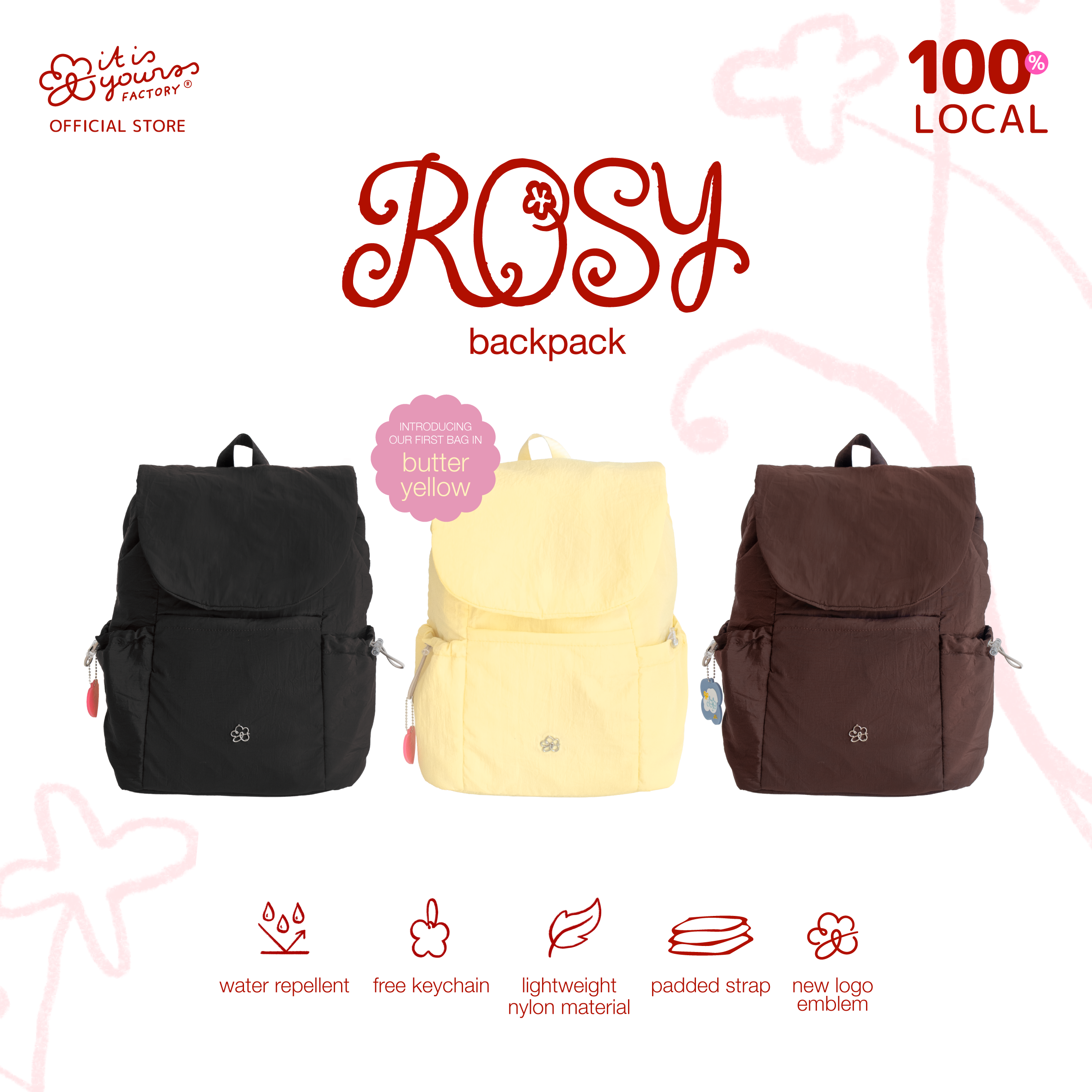 ITISYOURSS Rosy Backpack | Tas Wanita | Tas Ransel Wanita | Tas Ransel | Ransel Laptop | Backpack Sekolah | Backpack Kuliah | Tas Sekolah Anak Perempuan | Laptop Backpack | Travel Backpack | Woman Travel Backpack