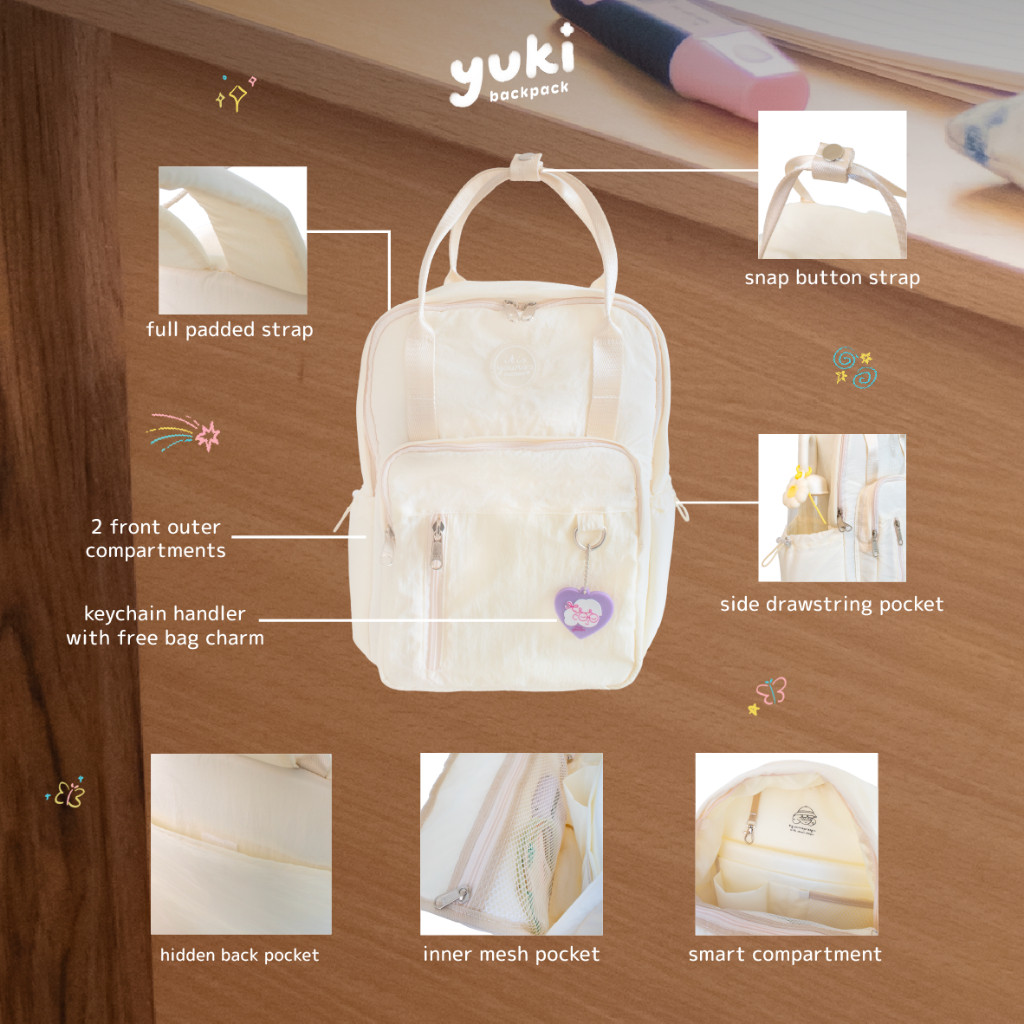 ITISYOURSS Yuki Backpack | Ransel Wanita | Tas Sekolah | Tas Kampus | Backpack Cewe | Women Backpack | Casual Backpack | Ransel Gemes | Ransel Estetik | Ransel Korea