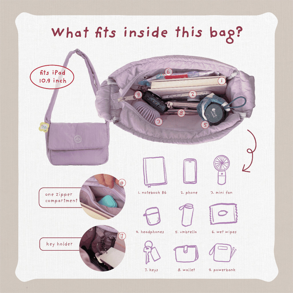 ITISYOURSS Cloudy Shoulder Bag | Tas Selempang | Daily Bag | Tas Muat Banyak | Tas Gemes | Tas Waterproof | Tas Bahu
