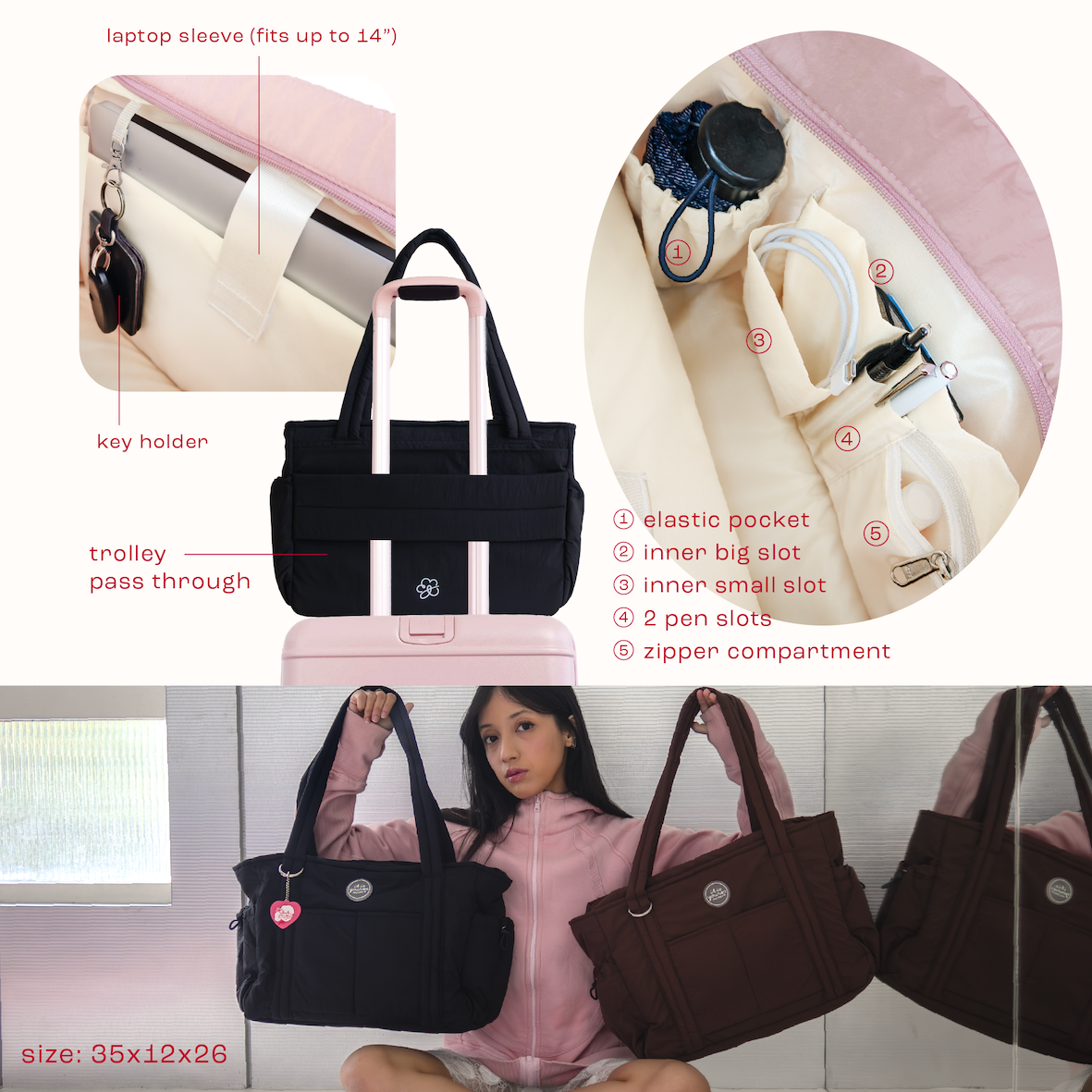 ITISYOURSS Hazy Tote Bag | Tas Bahu Besar | Sport Friendly | Tas Olahraga | Tas Ngantor | Tas Muat Banyak | Tas Laptop | Tote Bag Gemes