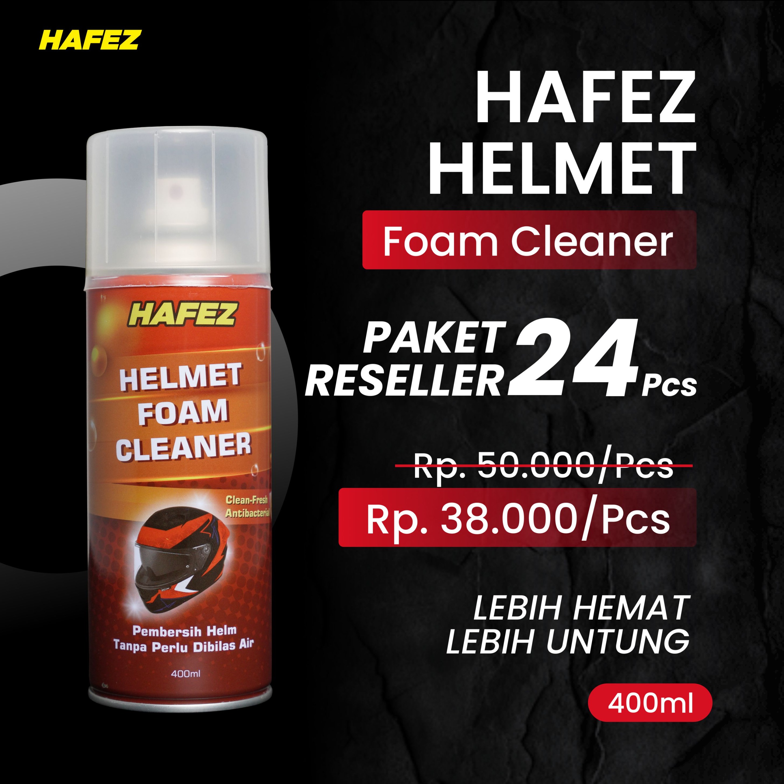 HAFEZ Paket Reseller 24 Helmet Foam Cleaner Pembersih Helm & Menghilangkan Bau Helm