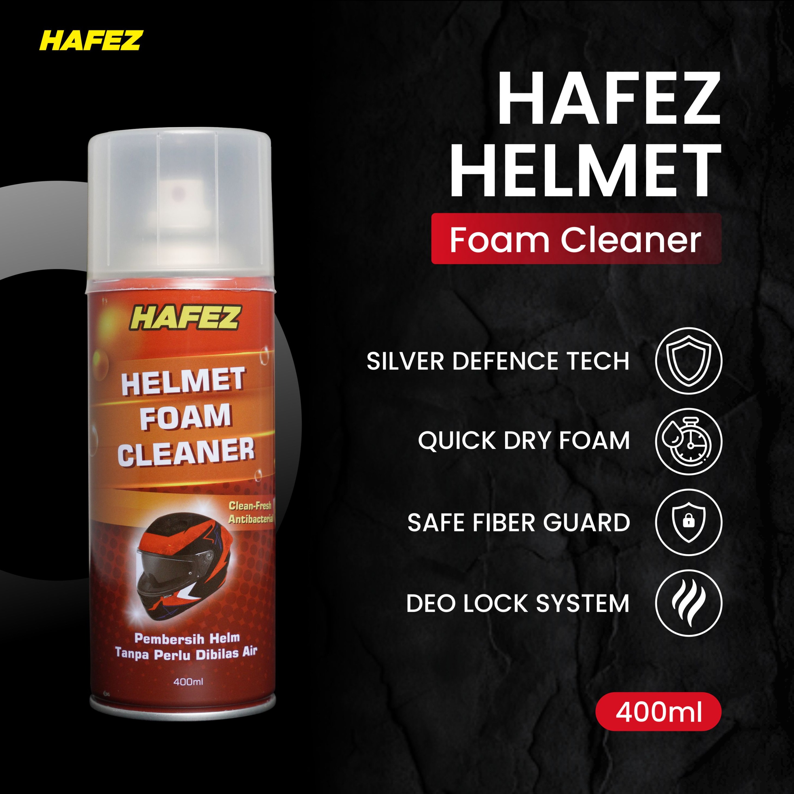 HAFEZ HELMET Foam Cleaner Foam Pembersih Helm & Menghilangkan Bau Helm