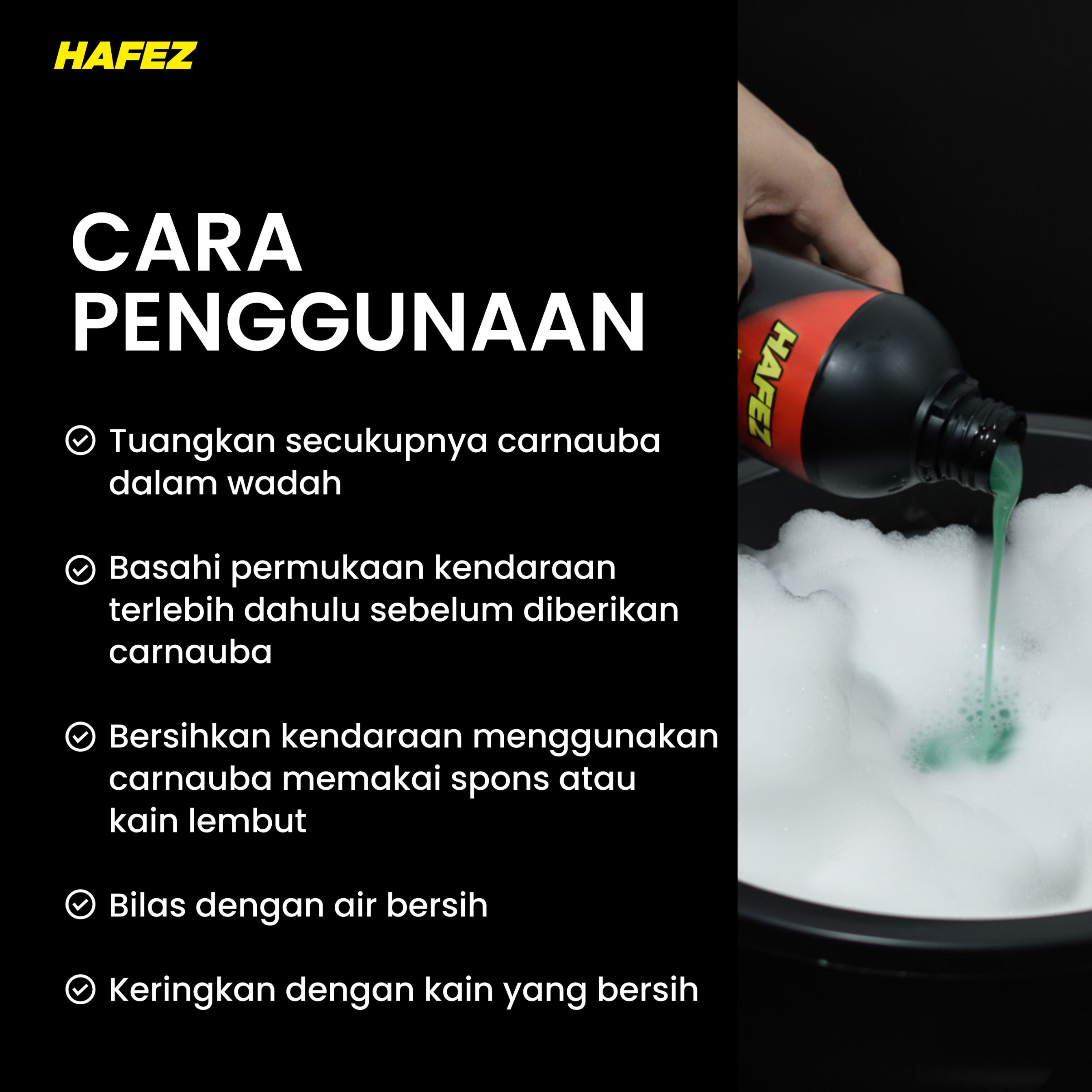 HAFEZ SHAMPOO Wash & Wax - Membersihkan dan Mengkilapkan Kendaraan Bermotor Pembersih Pengkilap