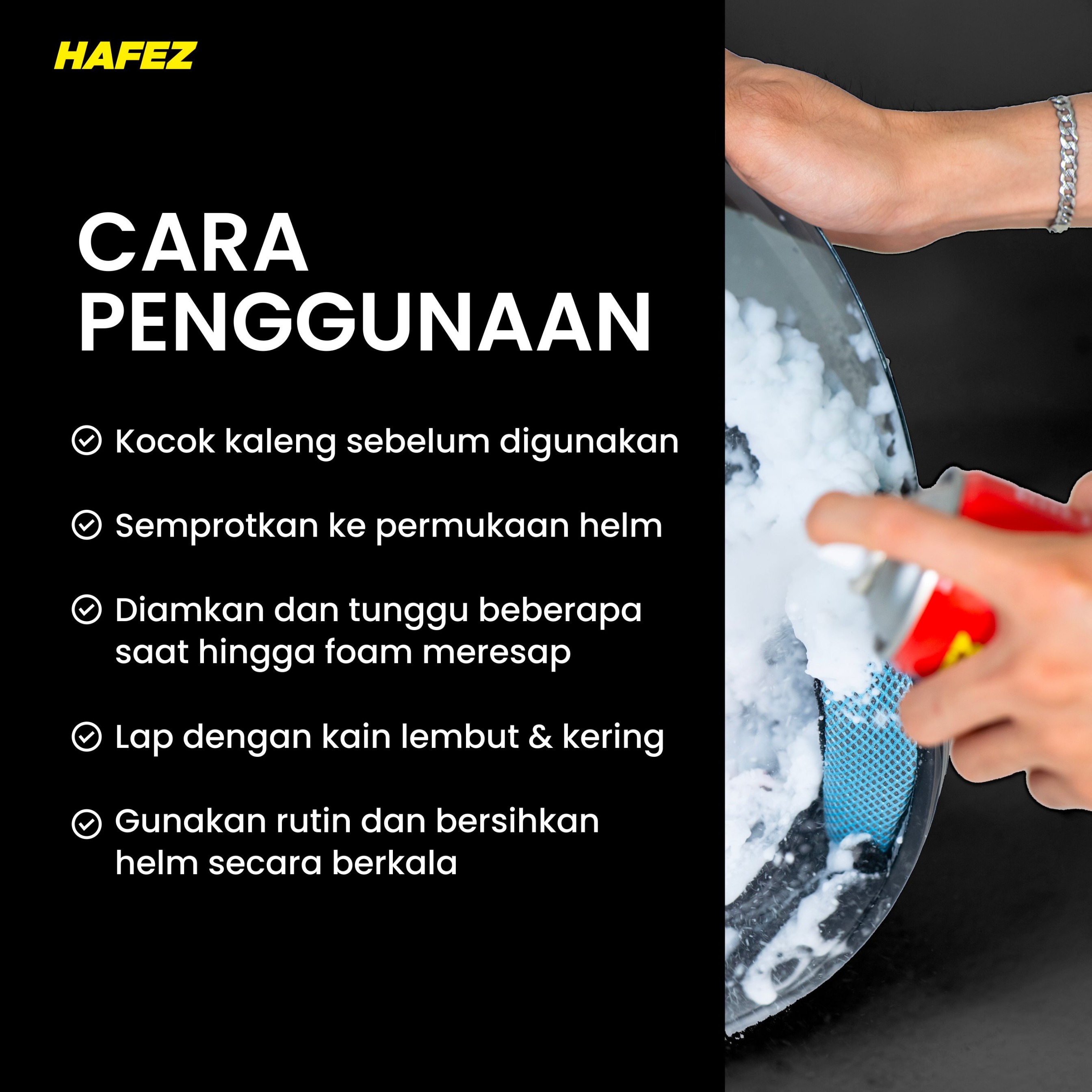 HAFEZ BUNDLING 1 RESTORER & 1 HELMET FOAM Pengkilap dan Penghitam Body Motor Kendaraan