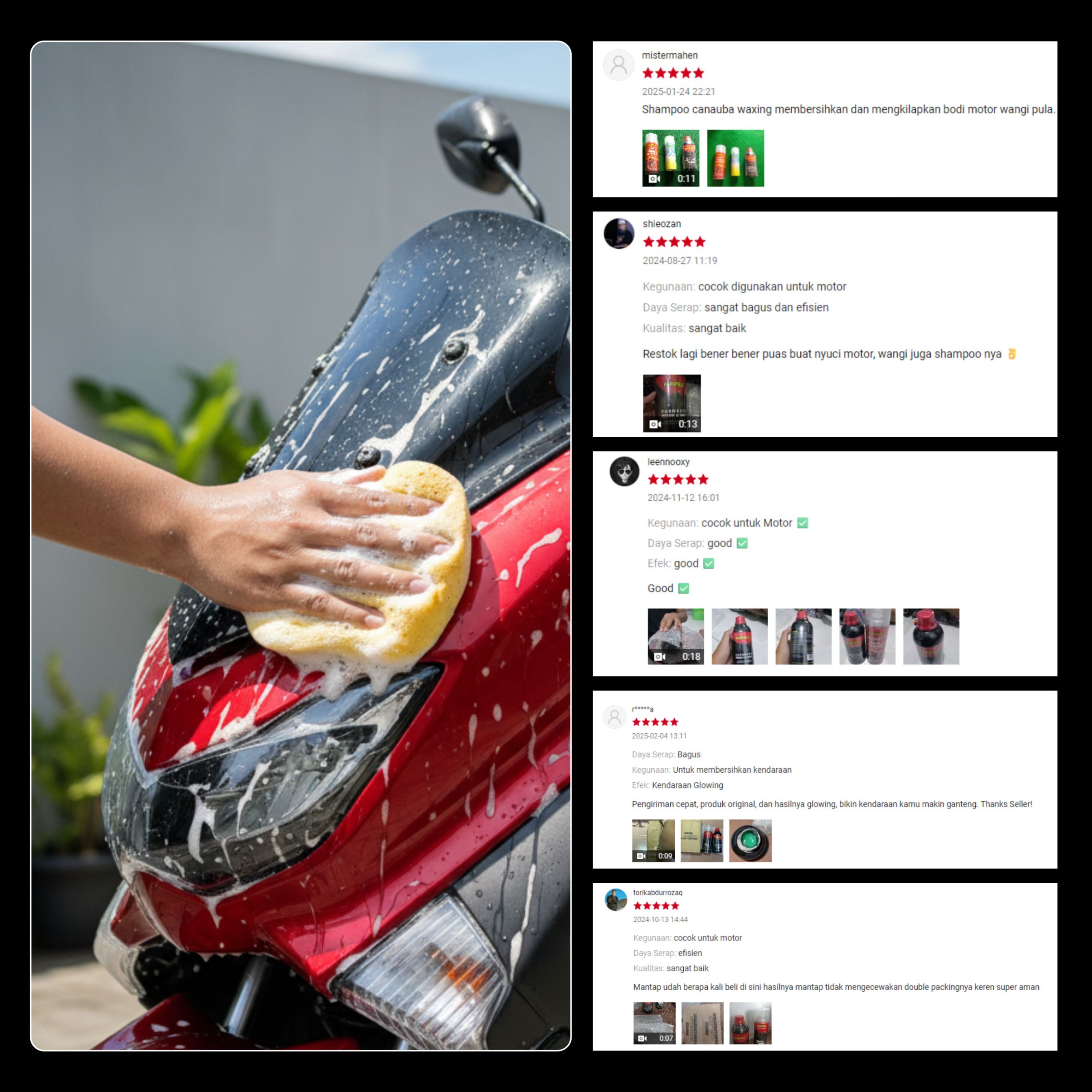 HAFEZ SHAMPOO Wash & Wax - Membersihkan dan Mengkilapkan Kendaraan Bermotor Pembersih Pengkilap