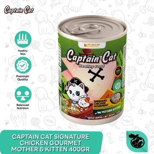 Image of Captain Cat Signature Can Adult Mother Kitten Makanan Kucing Basah Kaleng 400 gr