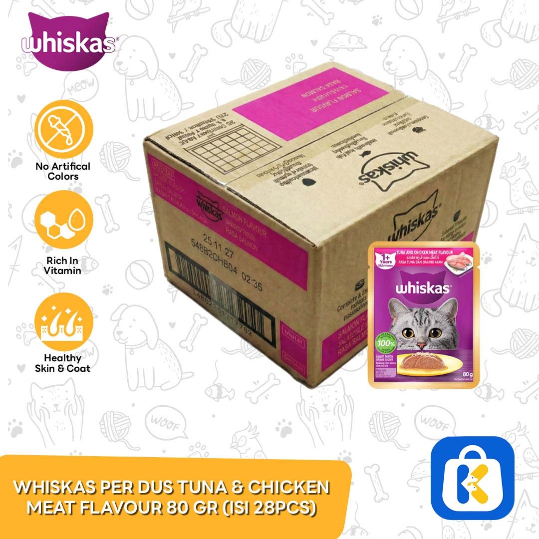Whiskas Makanan Kucing Tuna Chicken Flavour Wet Food Grosir Perdus 80gram