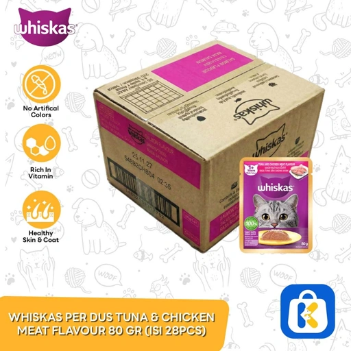 Whiskas Makanan Kucing Tuna Chicken Flavour Wet Food Grosir Perdus 80gram