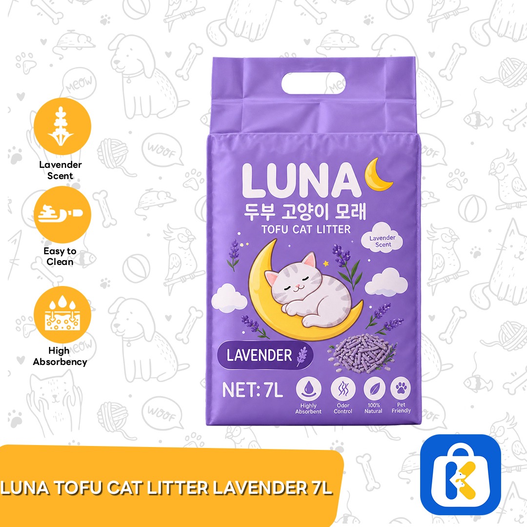 Luna Pasir Kucing Tofu Cat Litter Lavender 7 Litter