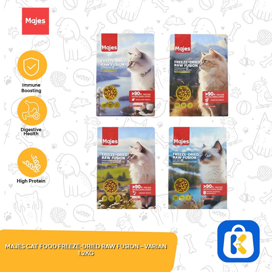 Majes Cat Dry Food Freeze Dried Raw Fushion Makanan Kucing 1.2 KG