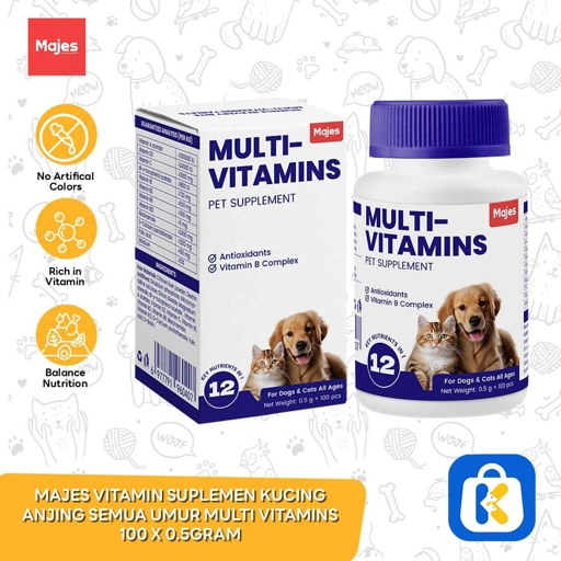 Majes Vitamin Suplemen Kucing Anjing Semua Umur Multi Vitamins 100 x 0.5gram
