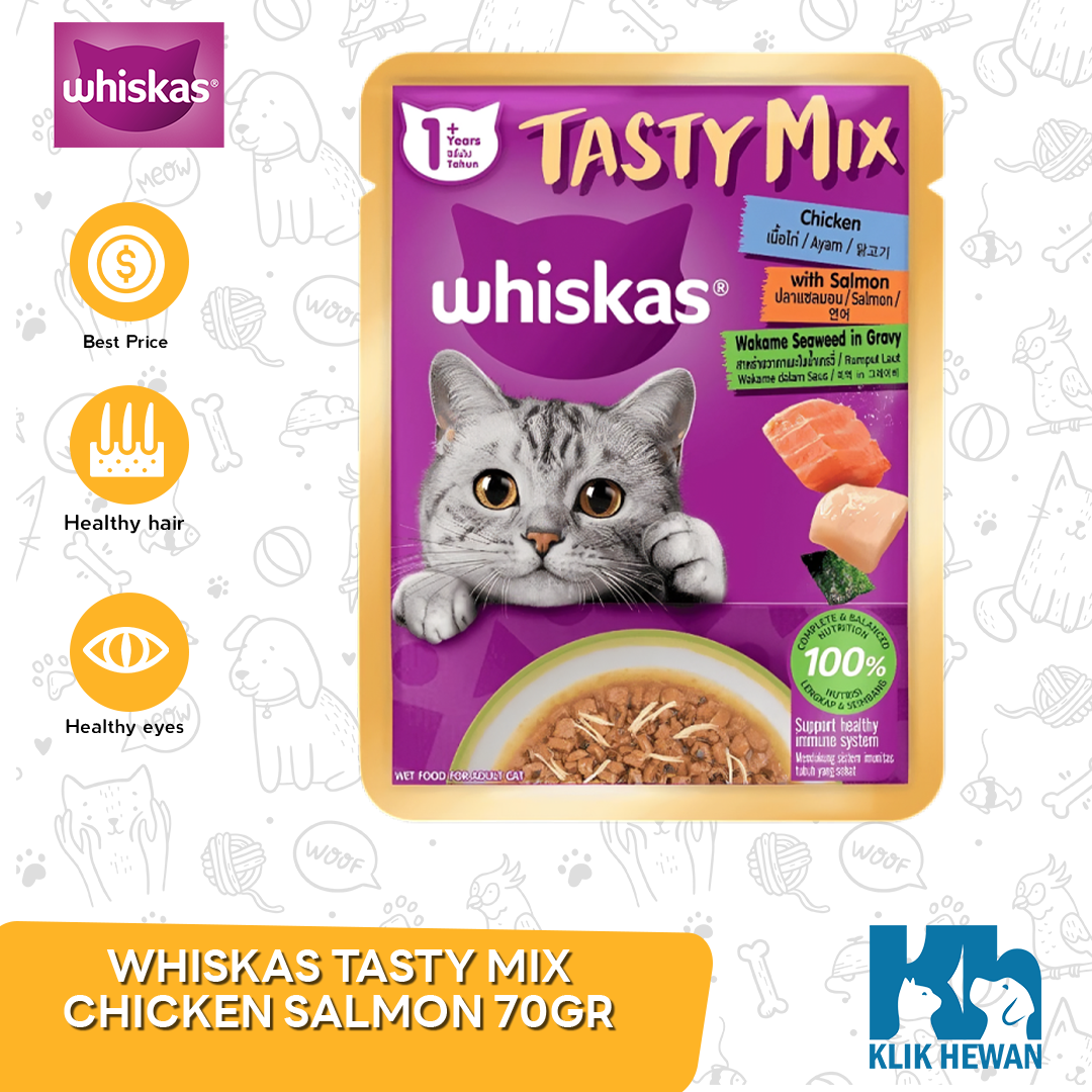 Whiskas Tasty Mix Wet Food Makanan Kucing Pouch 70 Gram