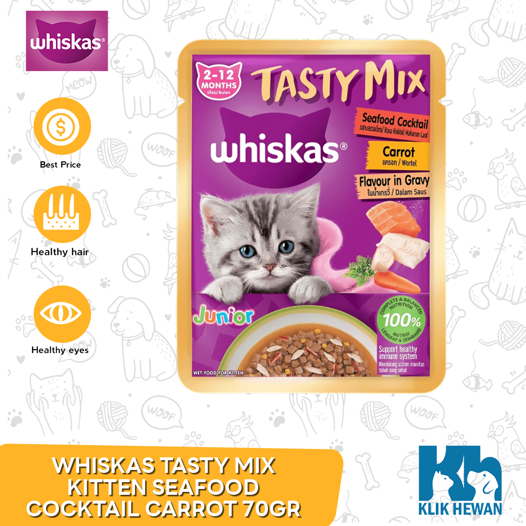 Whiskas Tasty Mix Wet Food Makanan Kucing Basah Pouch 70 Gram