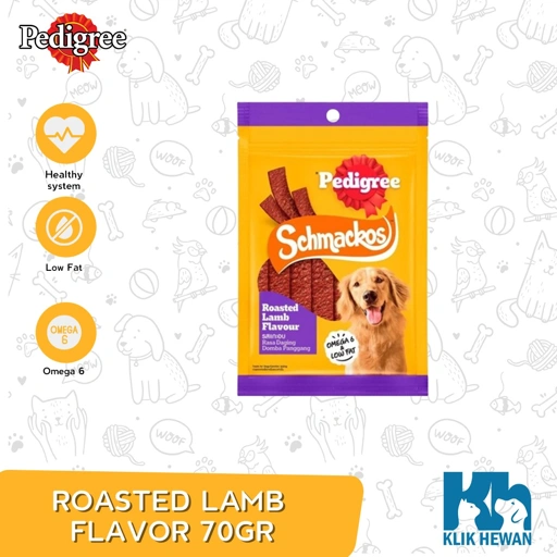 Pedigree Meat Jerky Roasted Lamb 80 Gram / Makanan Anjing