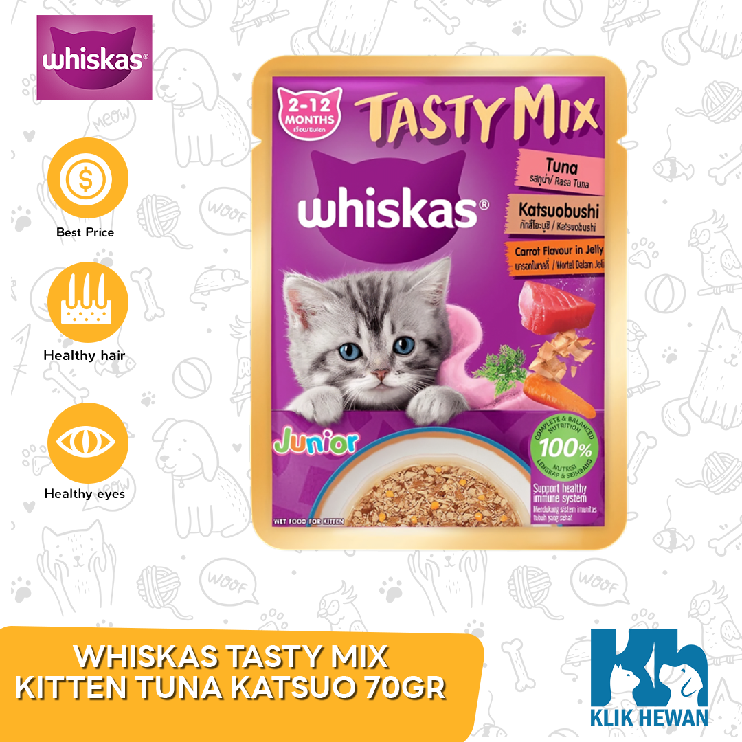 Whiskas Tasty Mix Wet Food Makanan Kucing Basah Pouch 70 Gram