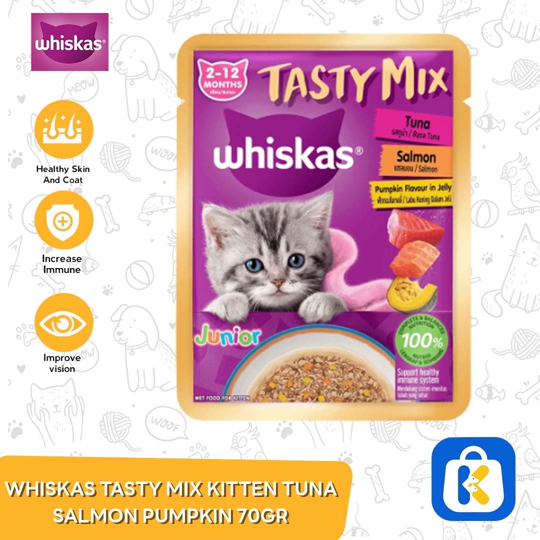 Whiskas Tasty Mix Wet Food Makanan Kucing Pouch 70 Gram