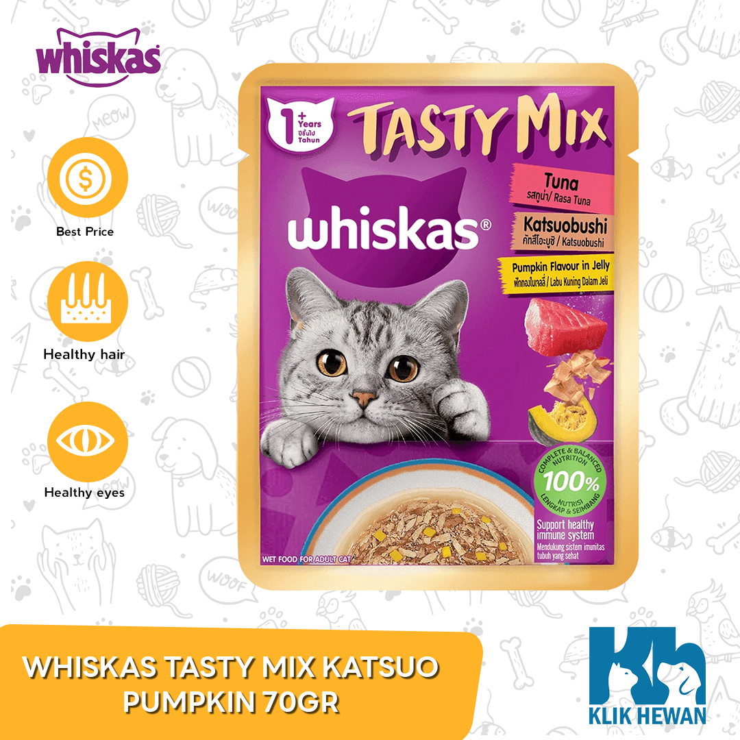 Whiskas Tasty Mix Wet Food Makanan Kucing Basah Pouch 70 Gram