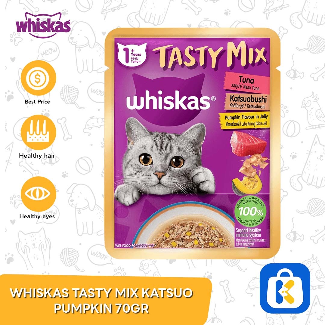 Whiskas Tasty Mix Wet Food Makanan Kucing Pouch 70 Gram