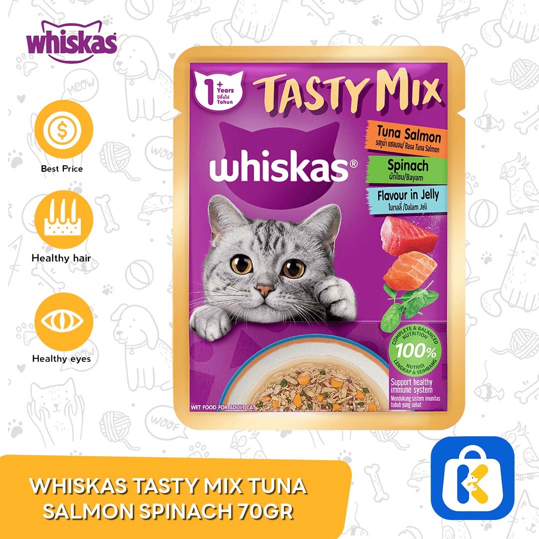 Whiskas Tasty Mix Wet Food Makanan Kucing Pouch 70 Gram
