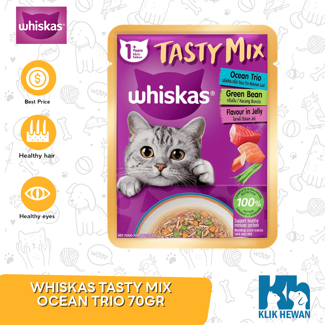 Whiskas Tasty Mix Wet Food Makanan Kucing Basah Pouch 70 Gram
