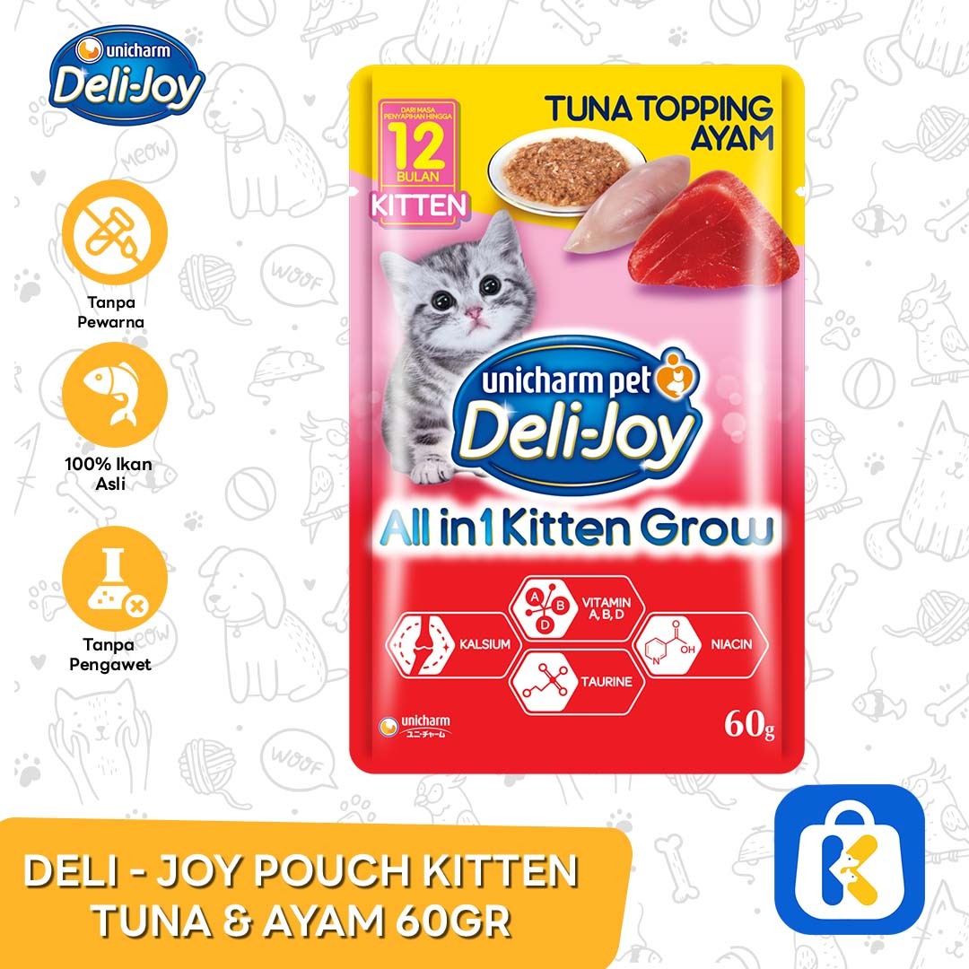 Makanan Kucing Basah Deli Joy Cat Wet Food Pouch Sachet 60 Gr