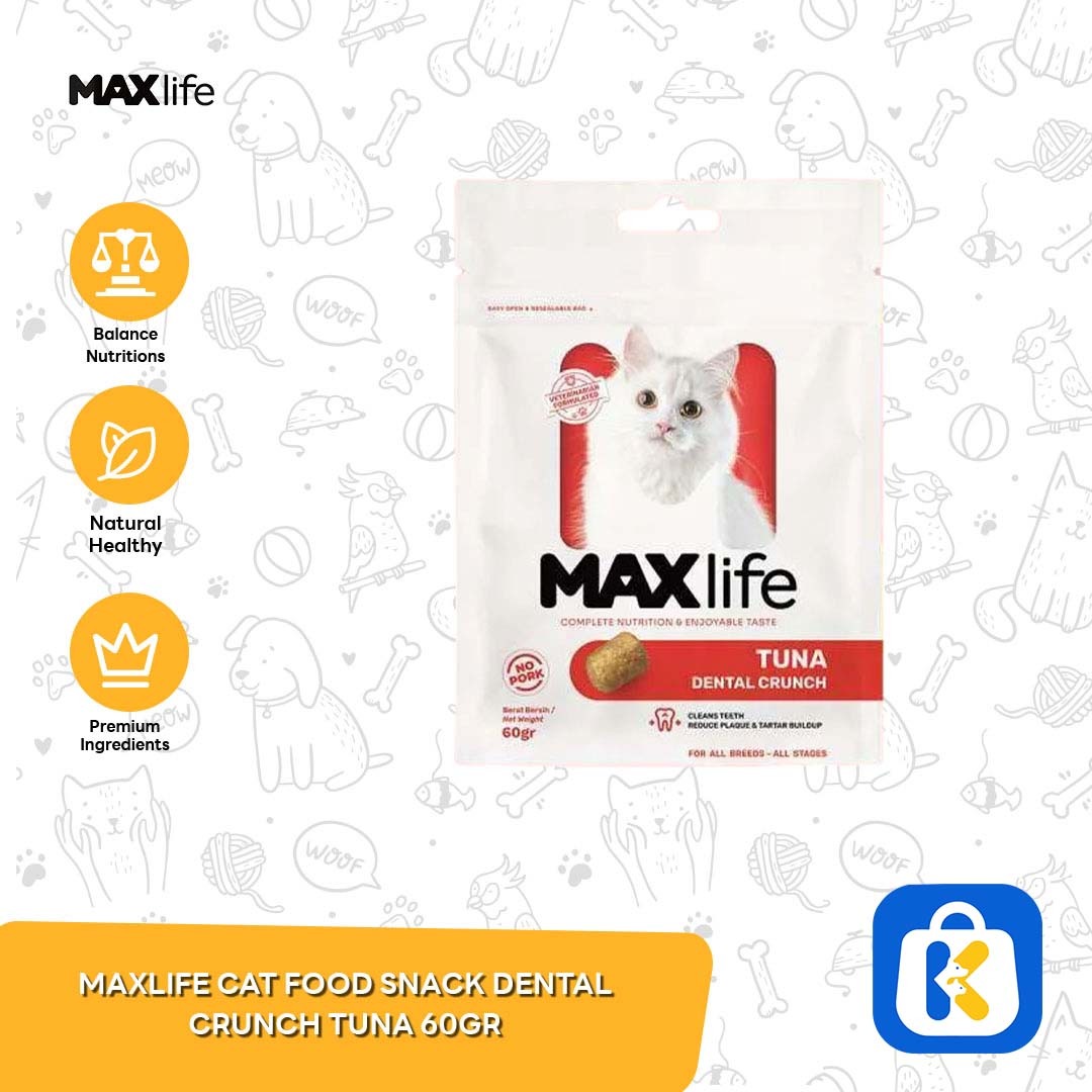 Maxlife Dental Crunch Cat Food Snack Makanan Pembersih Gigi Kucing 60 Gram