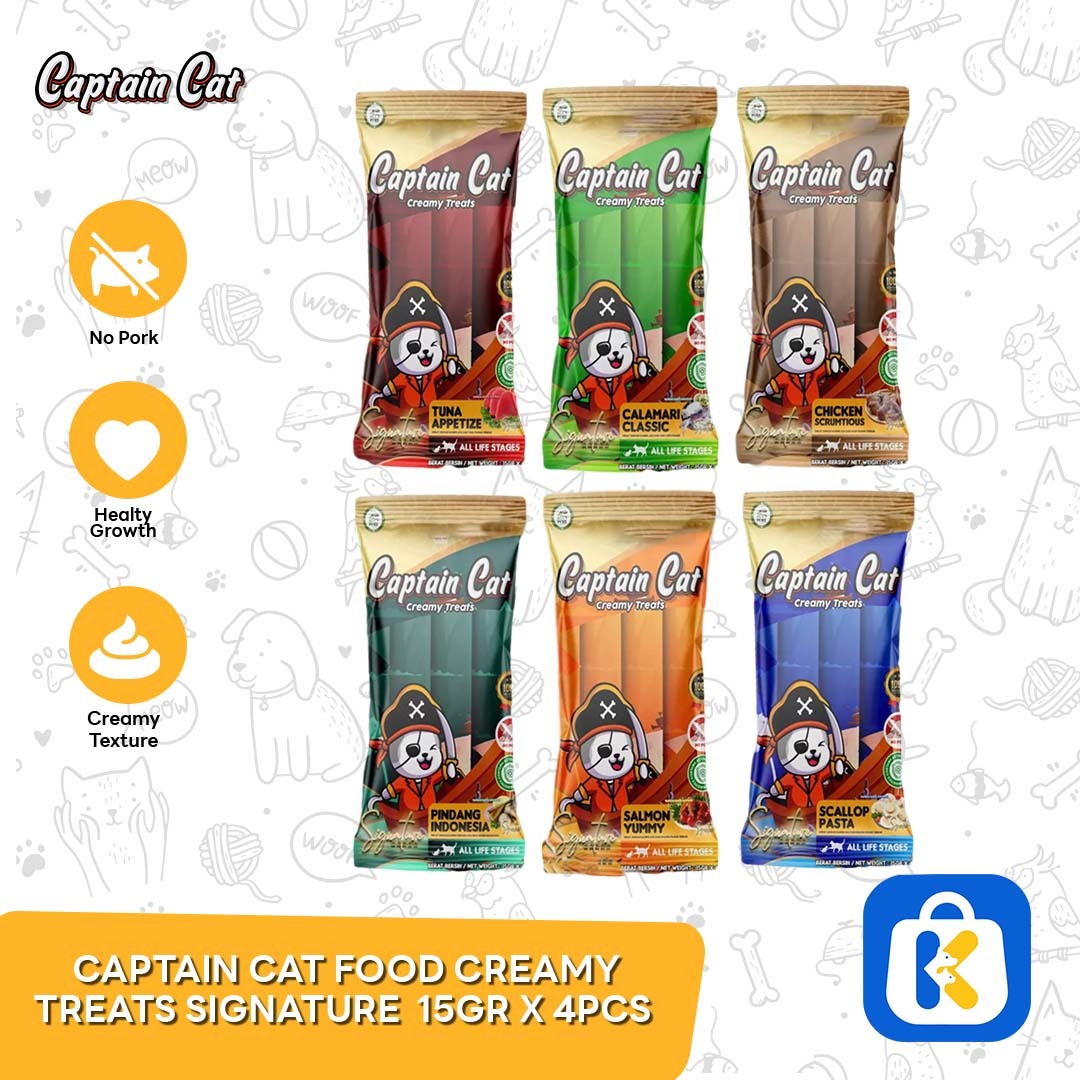 Captain Creamy Treats Snack Kucing Signature 15g x 4