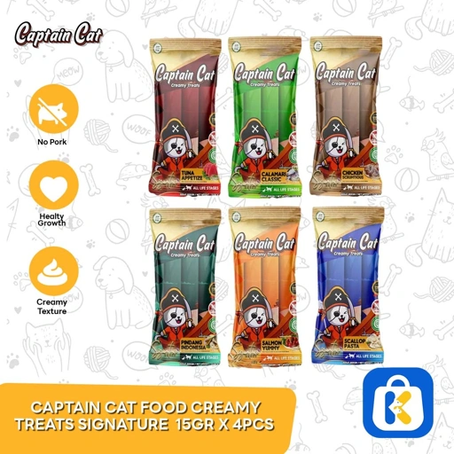Captain Creamy Treats Snack Kucing Signature 15g x 4