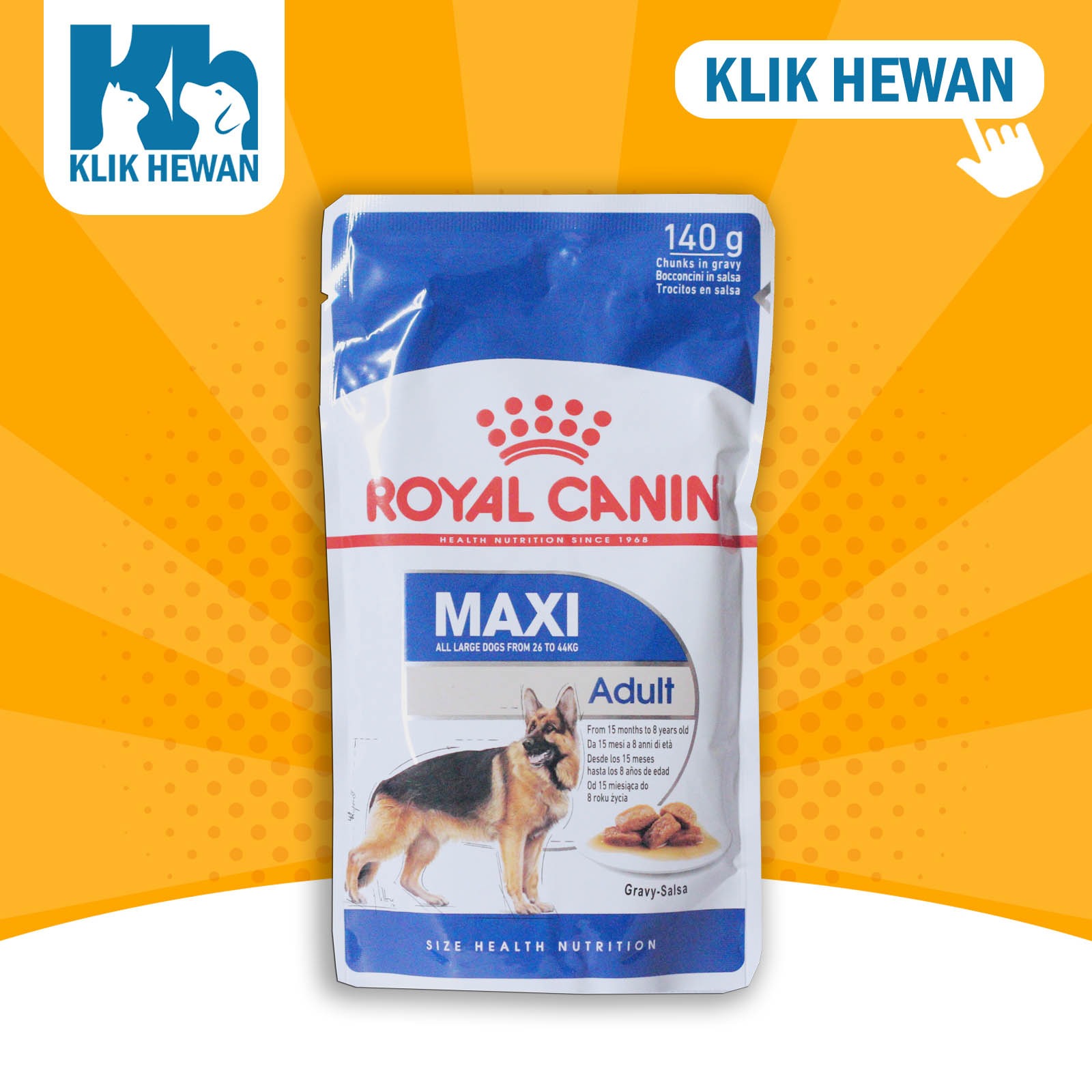 Dog Food Royal Canin Maxi Puppy / Adult Pouch 140gr - adult 140gr