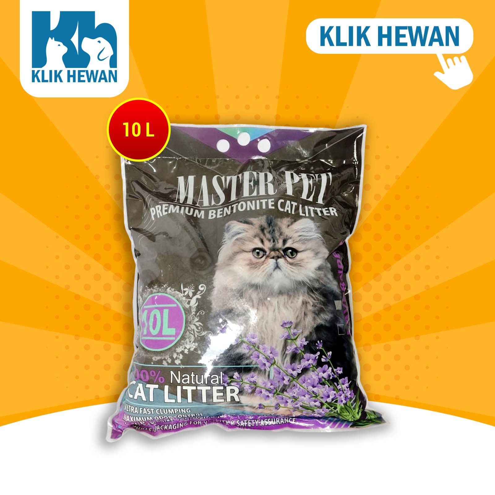 Pasir Kucing wangi Gumpal Clumping Master 10 Ltr Non Cub N kit