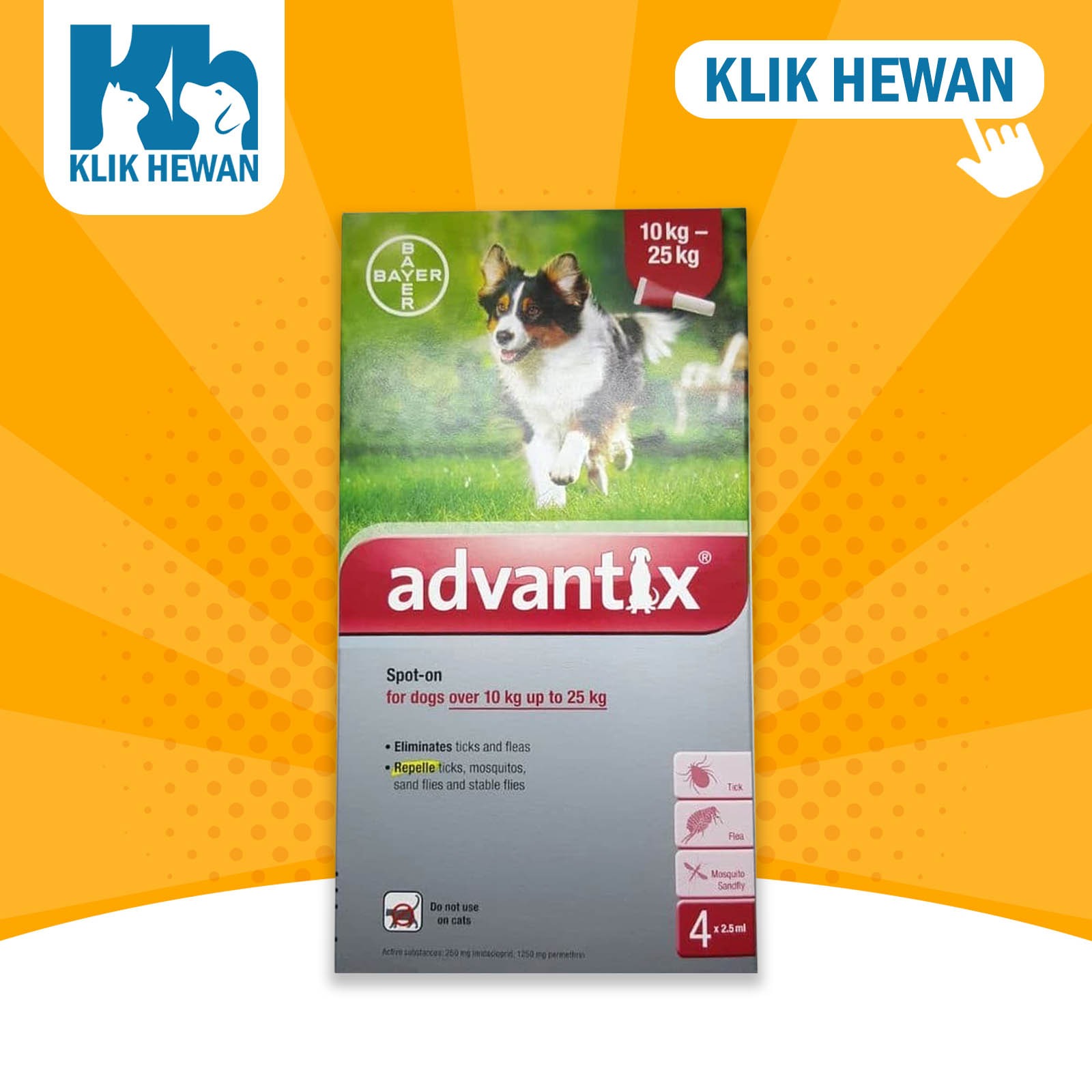 Advantix Dog 10 Kg Up To 25 Kg Obat Kutu Tetes Caplak Anjing Kecil