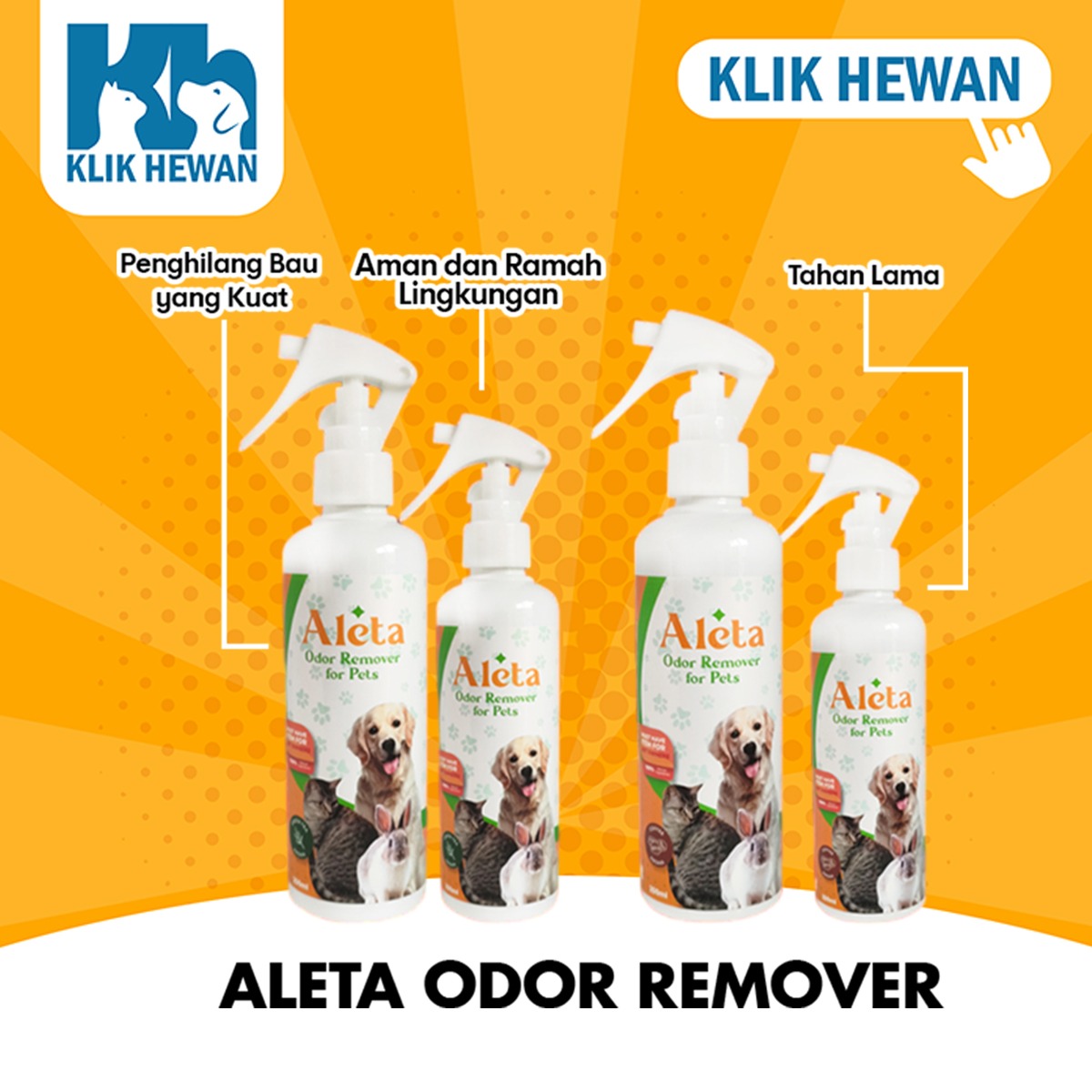 Aleta Pet Odor Remove Penghilang Bau Pipis Kandang Kucing Anjing 250ML