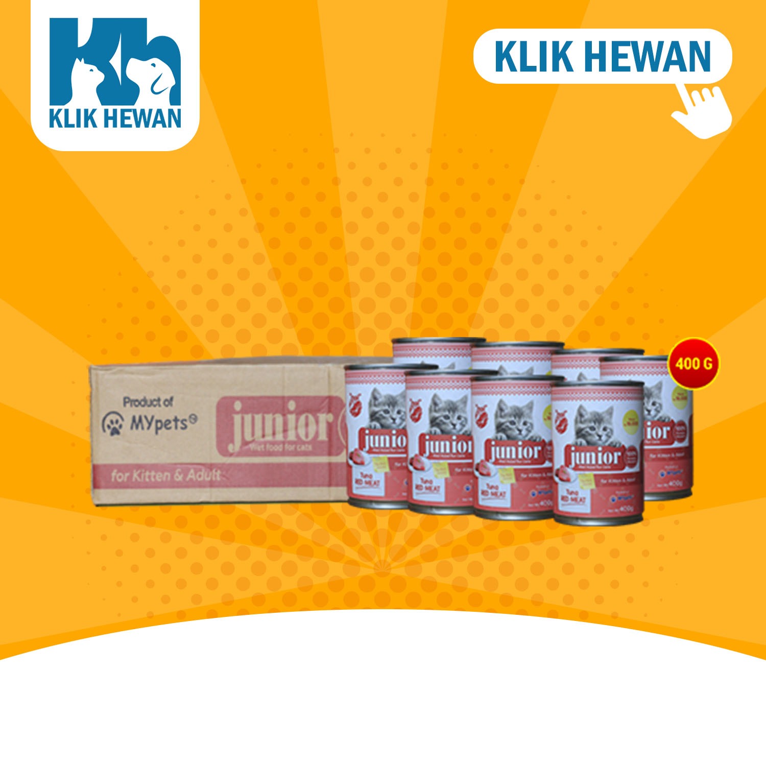 Makanan Kucing Junior Wet Food Kaleng 400 Gram Dus isi 24 Pcs