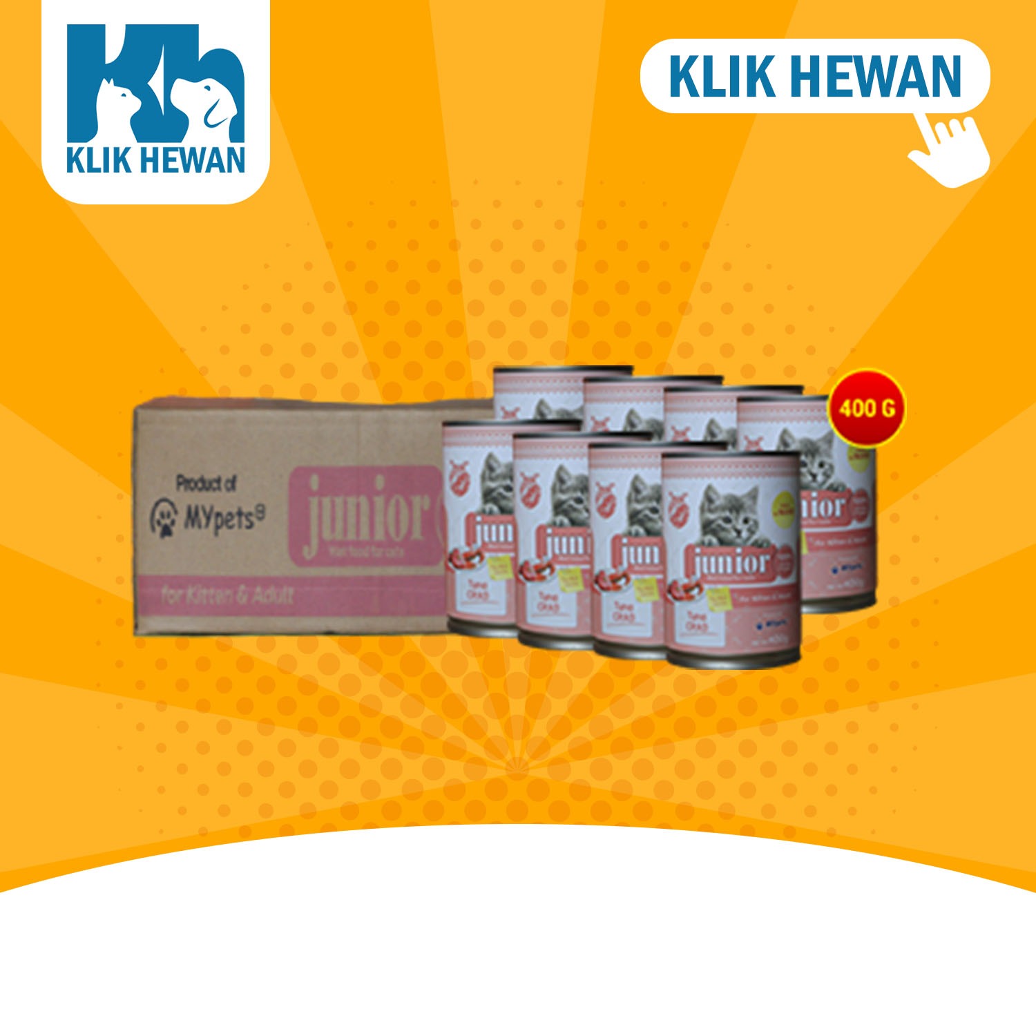 Makanan Kucing Junior Wet Food Kaleng 400 Gram Dus isi 24 Pcs