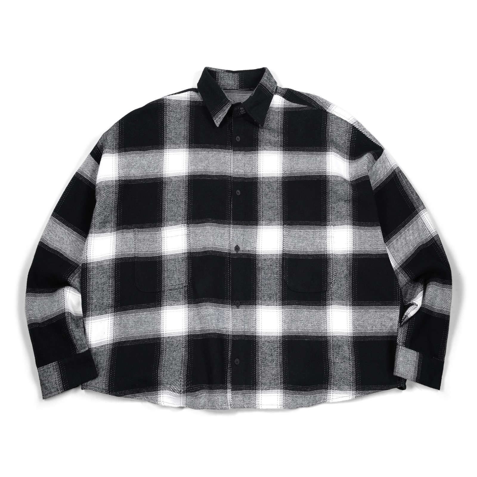 02 - Oversized Flannel Myressia Plaid White Black Thanksinsomnia