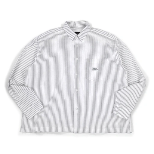 Image of 04 - Long Shirt Rossa White Grey Stripe Thanksinsomnia