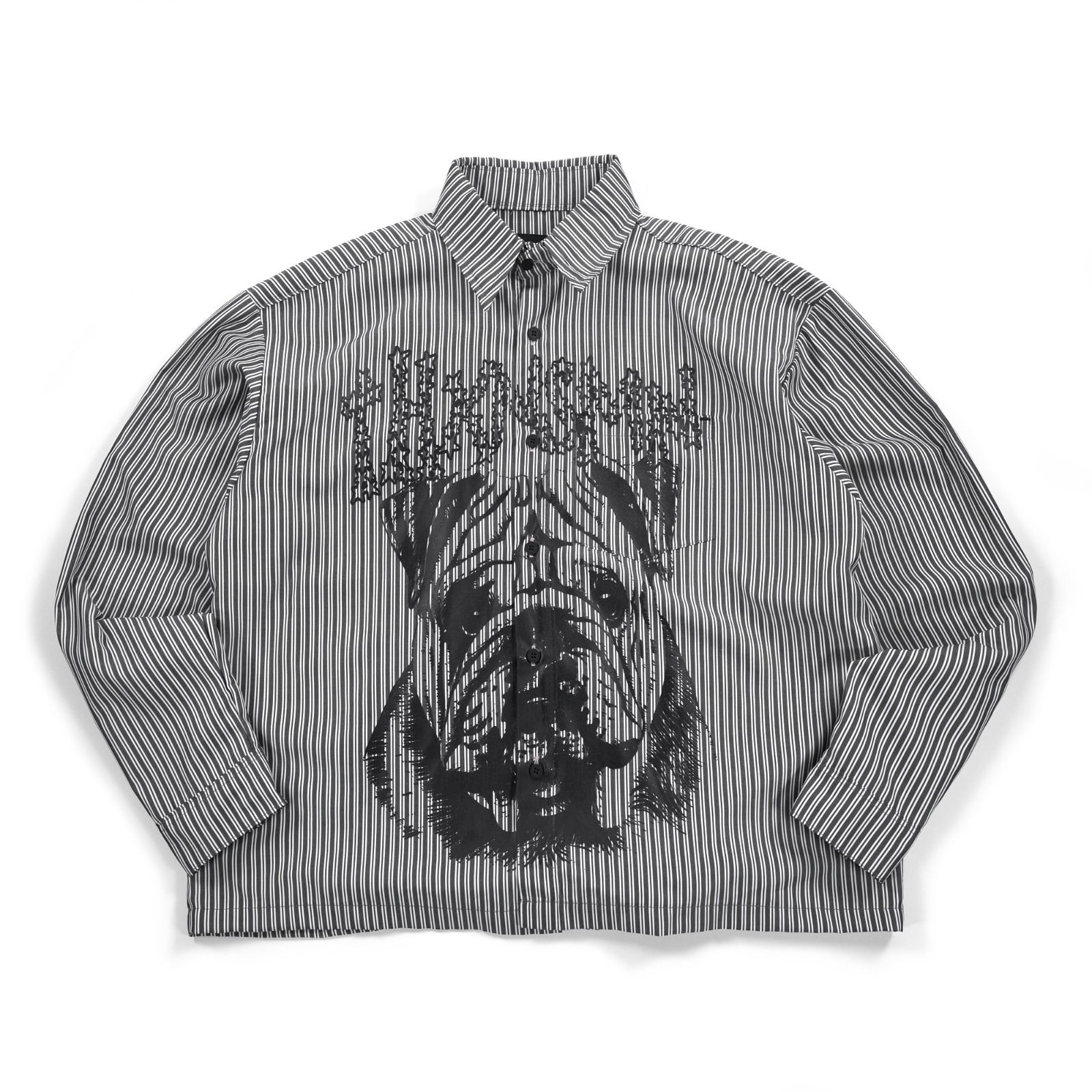 01- Long Shirt Monimia Grey White Striped Thanksinsomnia