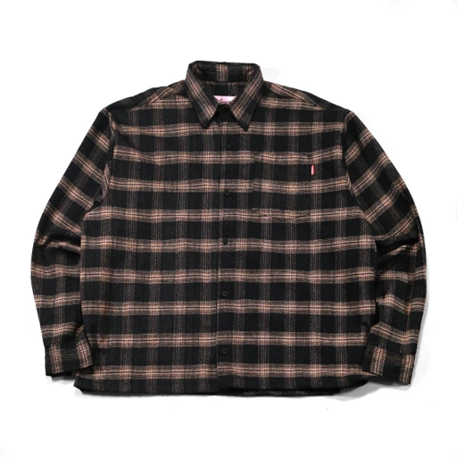 Image of Flannel Shirt Orelia Brown Black Plaid Thanksinsomnia