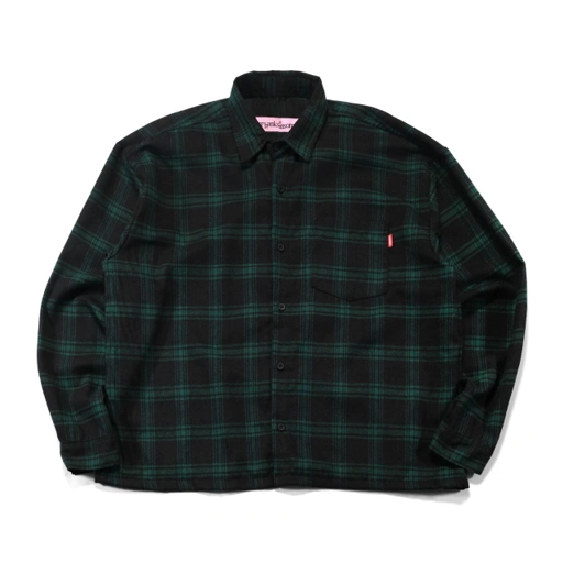 Image of Flannel Shirt Orelia Dark Green Plaid Thanksinsomnia