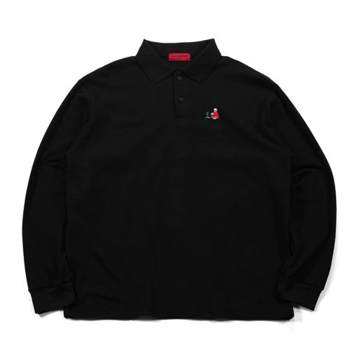Long Sleeve Polo Shirt Medinne Black Thanksinsomnia