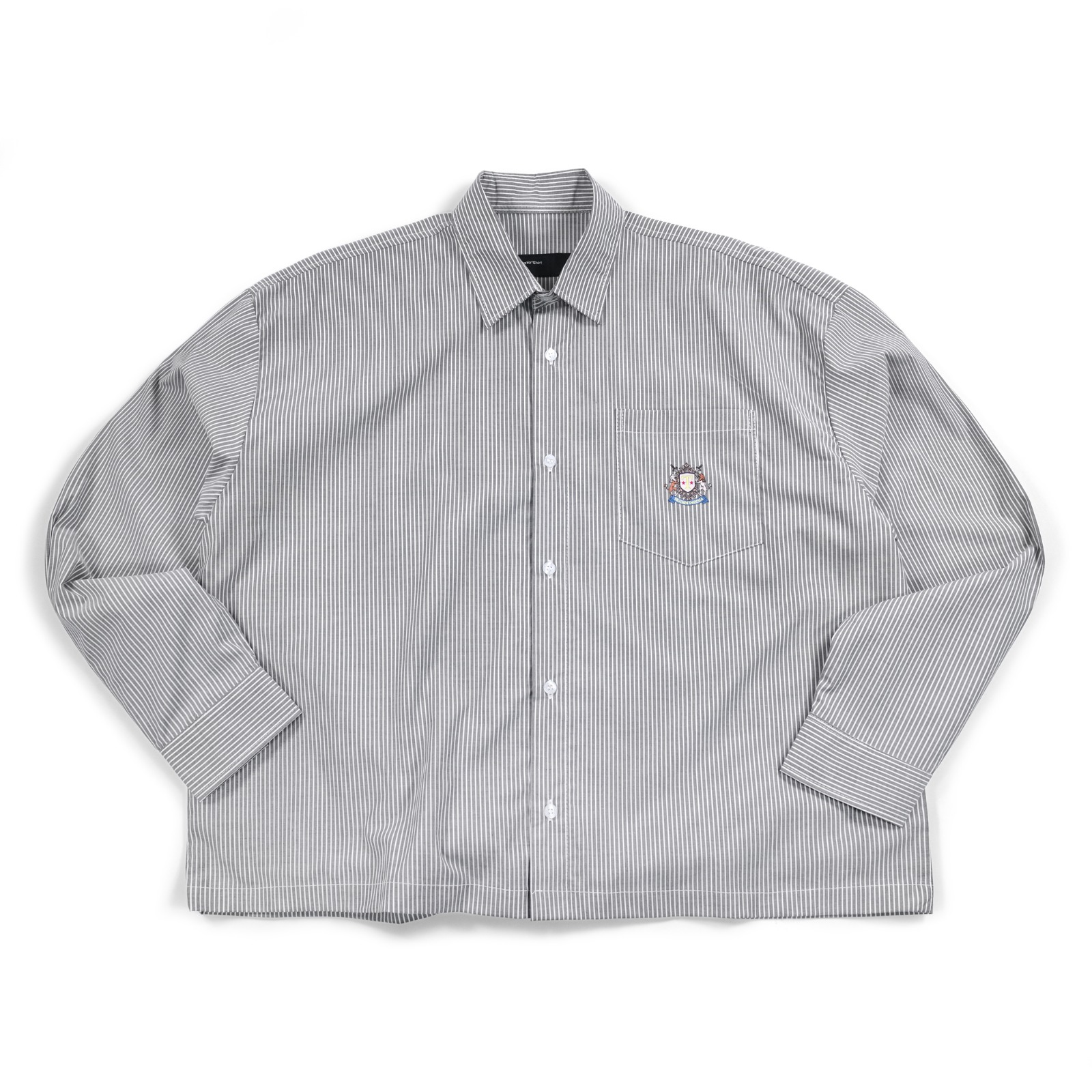 Long Shirt Shayla Light Gray White Pinstripe Thanksinsomnia