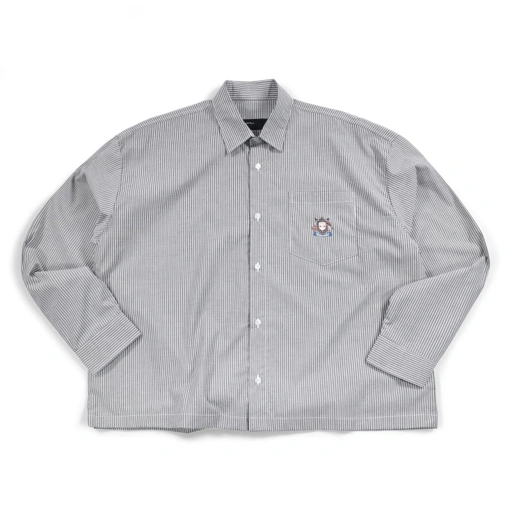 Long Shirt  Shayla Light Gray White Pinstripe Thanksinsomnia