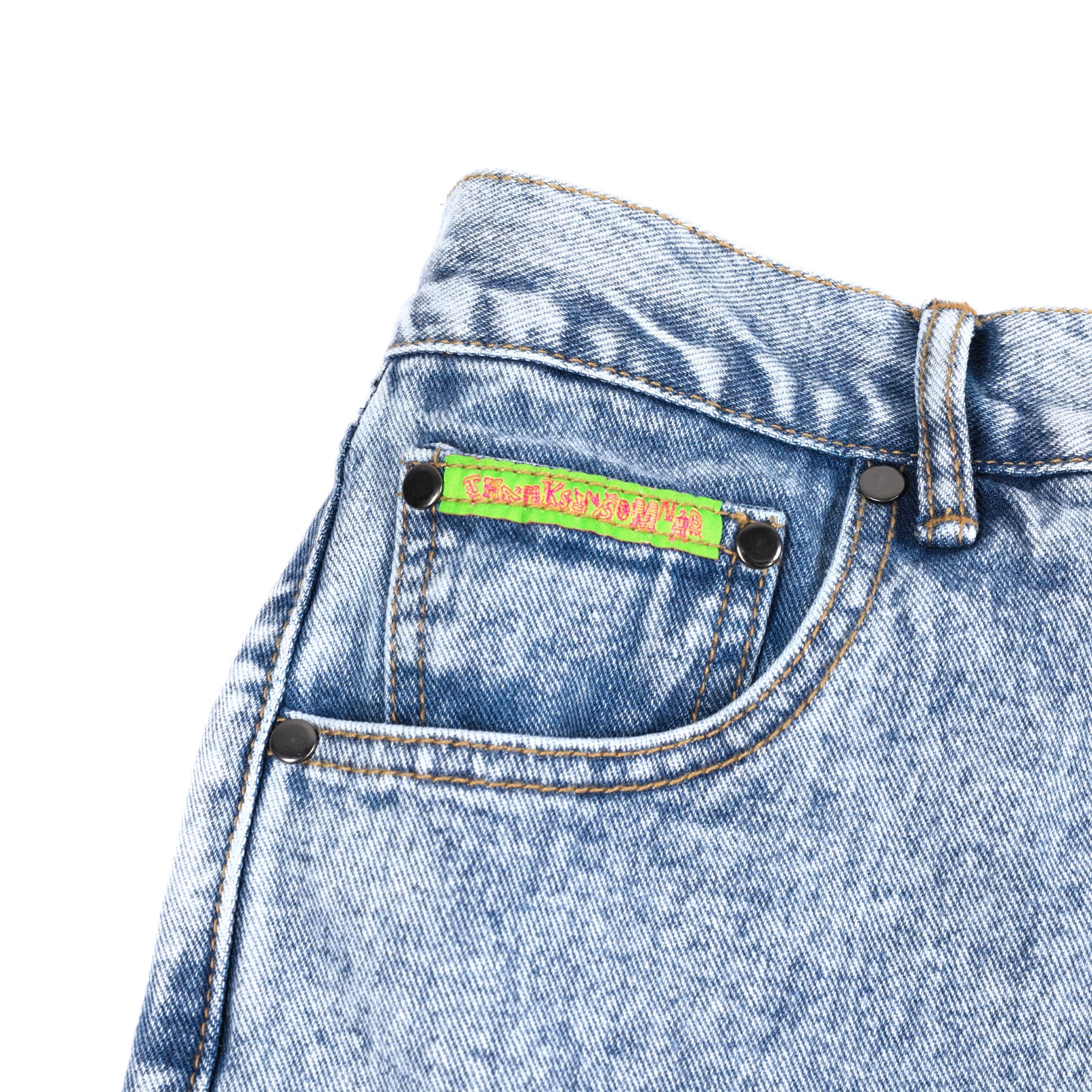 Denim Pants Maia Small Label (Neon green) Light Blue Wash Thanksinsomnia