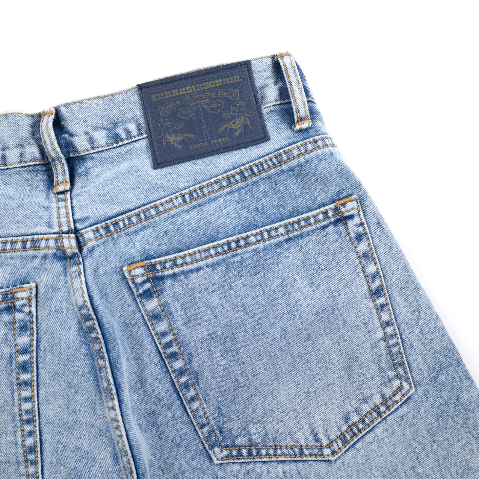 Denim Pants Ginna Orange Plaid Cuff Light Blue Wash Thanksinsomnia
