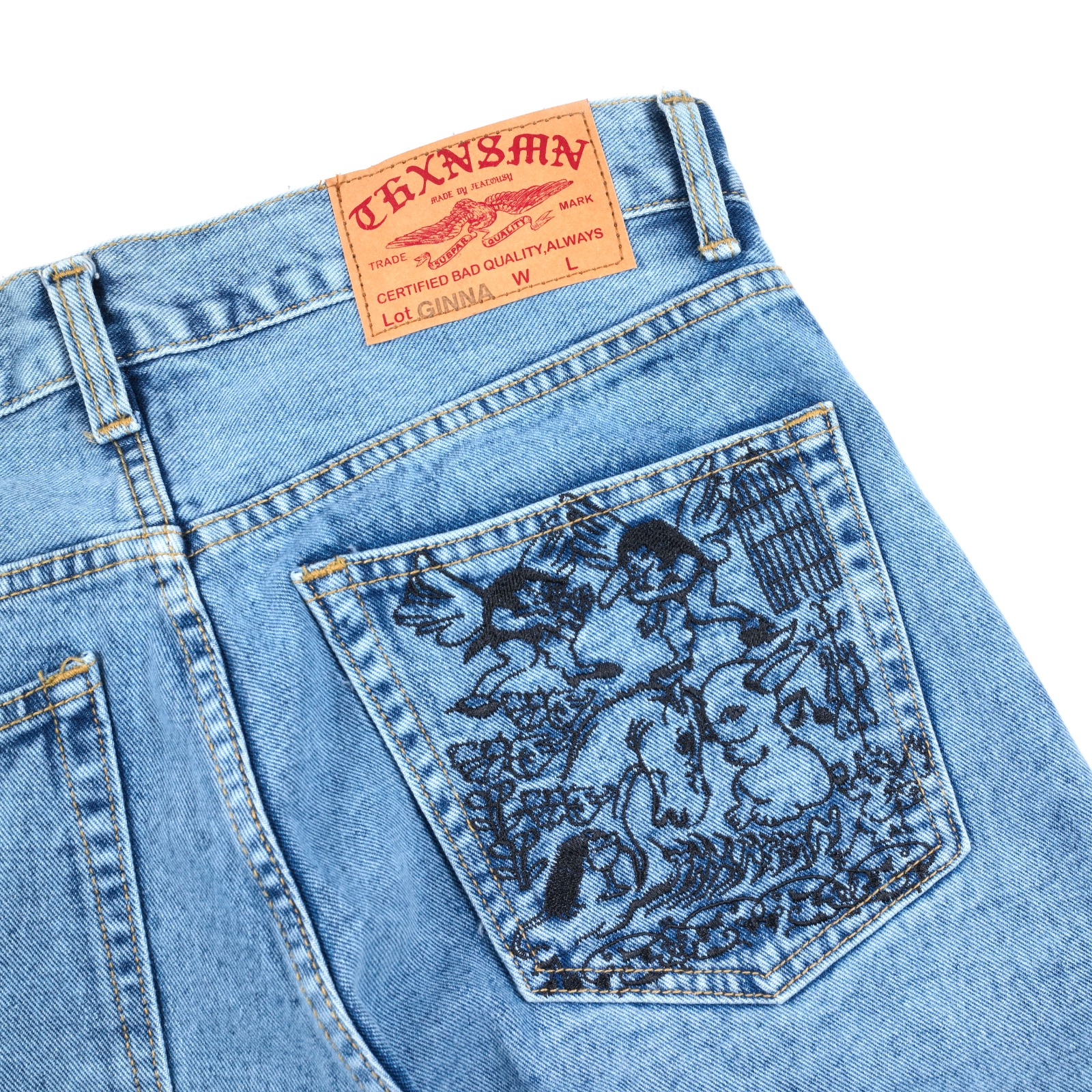Denim Pants Ginna Special Horse Light Blue Wash Thanksinsomnia
