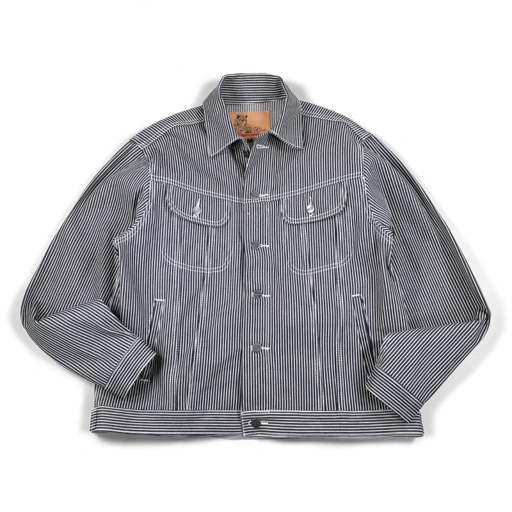 Denim Jacket Arcelia White Navy Stripes Thanksinsomnia